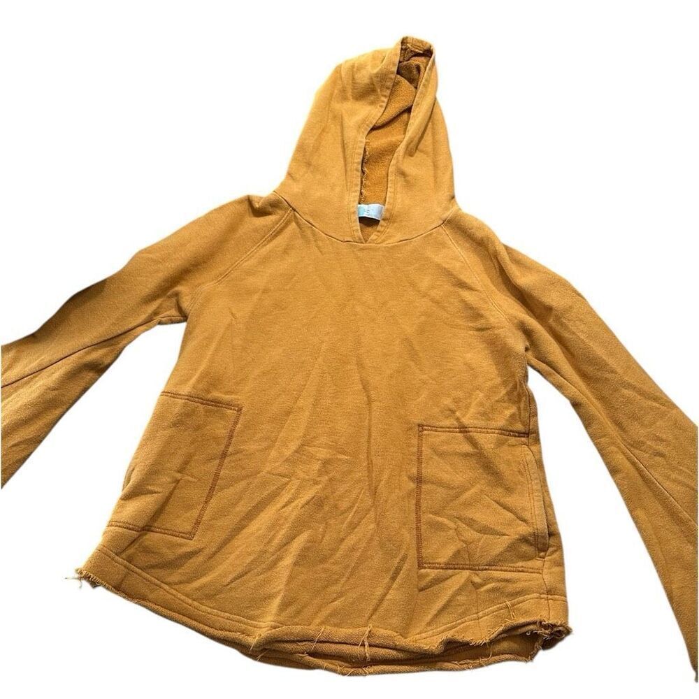Free People Beach Flare Sleeve Golden Mustard Hooded Top Size XS